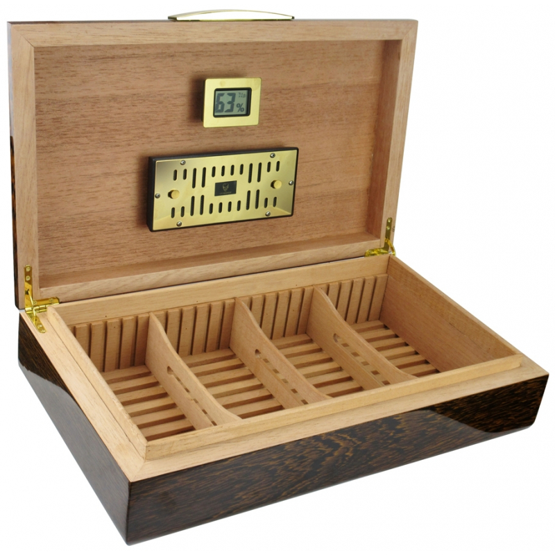 GERMANUS Licca Cigar Humidor with Digital Hygrometer and Metal